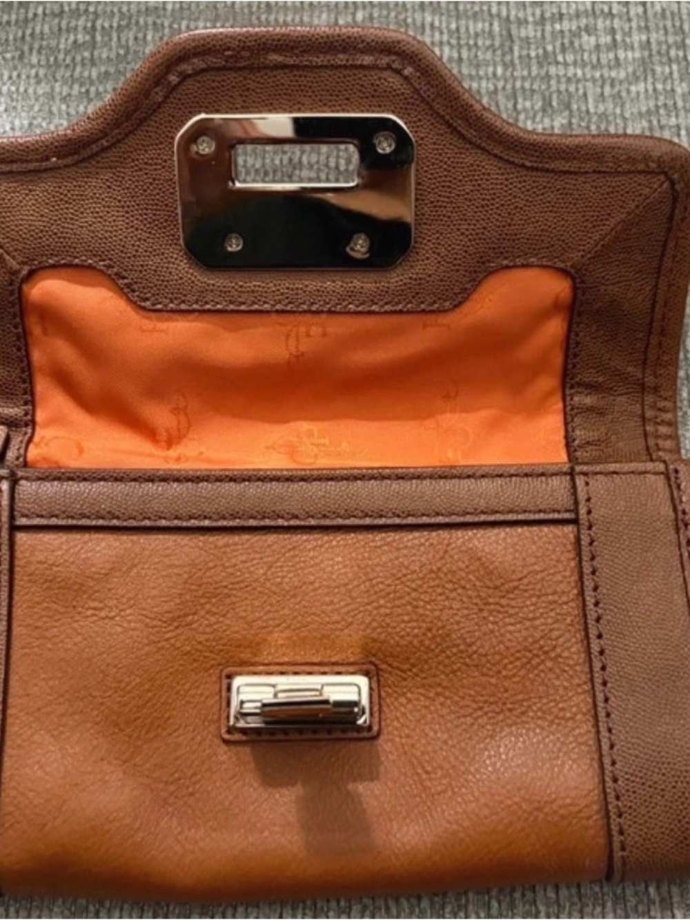 Cole Haan Two-Tone Brown Leather Wristlet / Wallet Clutch - Picture 3 of 7